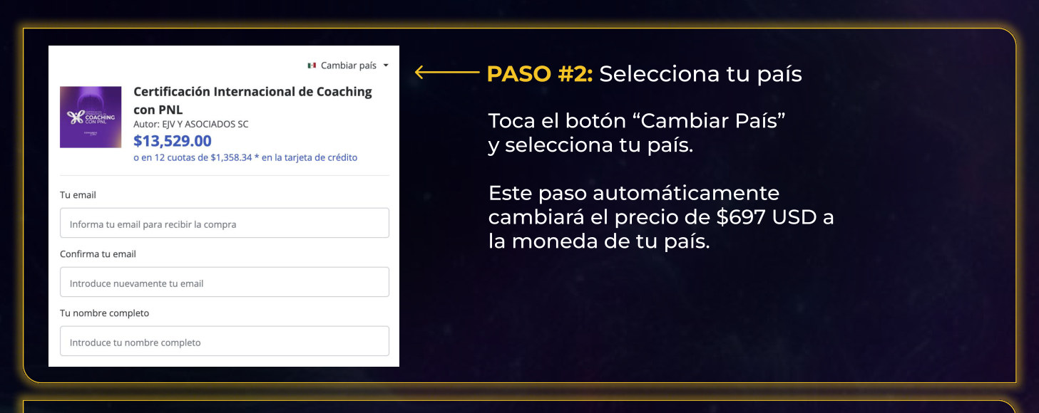 Paso 2: selecciona tu país en Hotmart